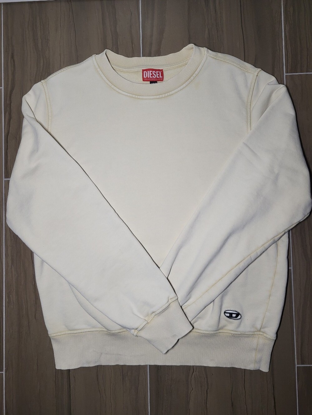 Diesel Men's Off-White Crew neck Sweatshirt